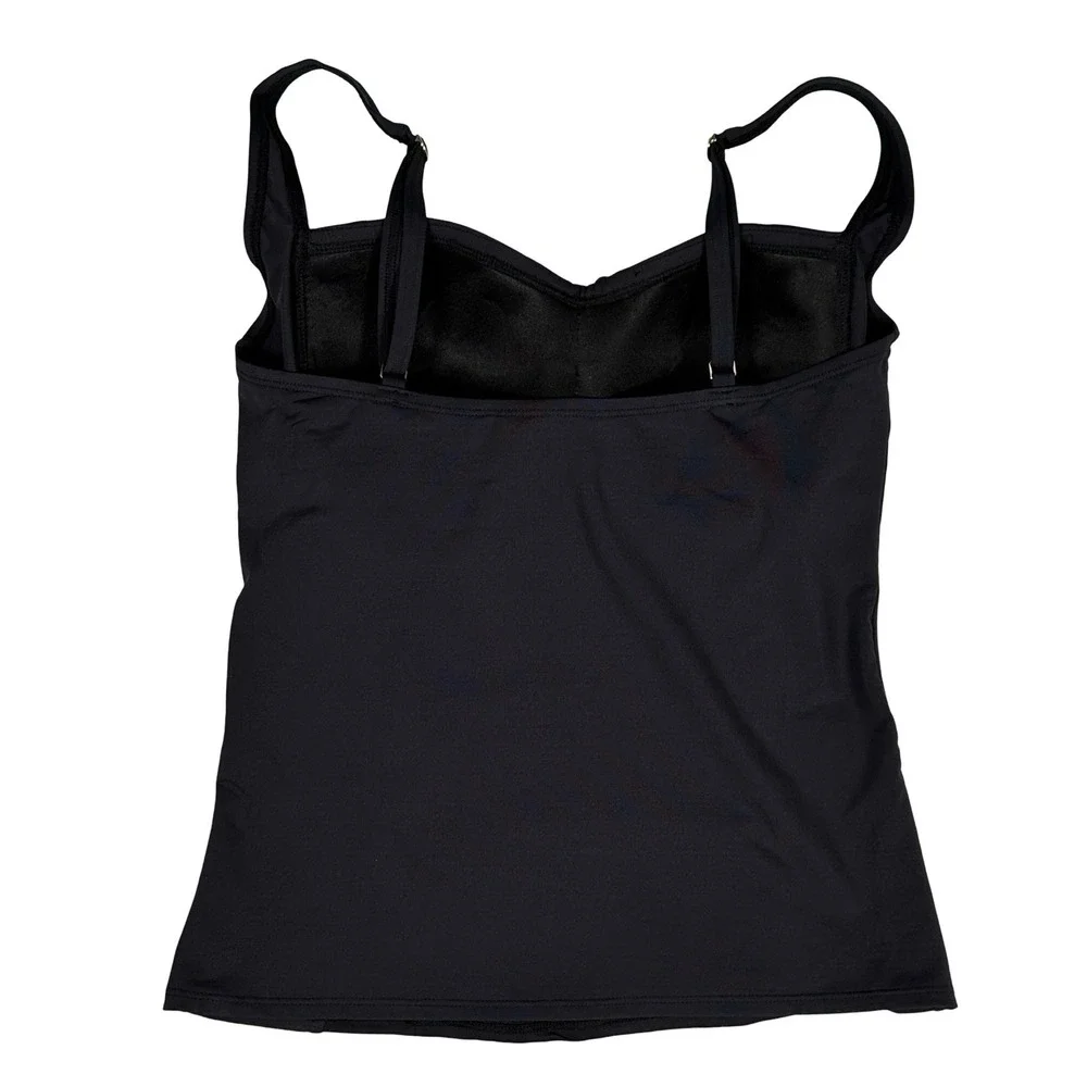 BLEU Rod Beattie Black Grommet Tankini Swim Top 8 Ruched Molded Cups NWT Chic